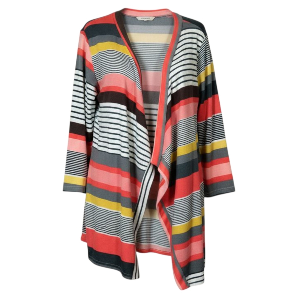 Striped Open Front Cardigan Sweater